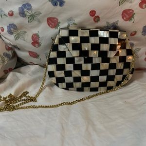 checkered pearl shoulder bag